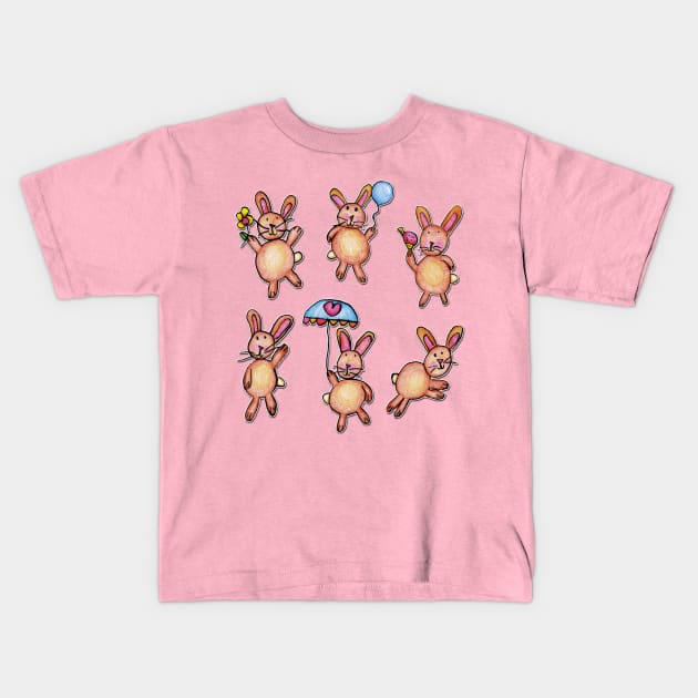 Bunnies by Grace Kids T-Shirt by micklyn